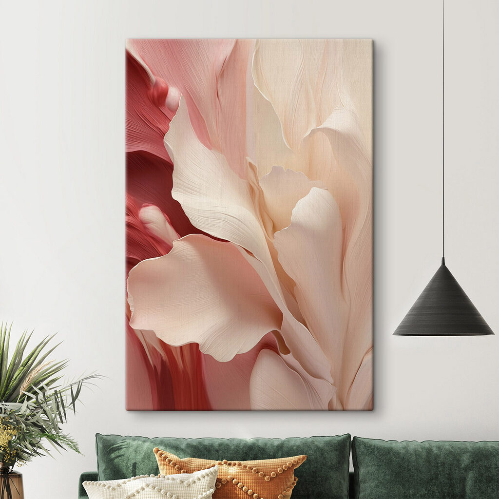 Flor crema sobre rojo — interior 2