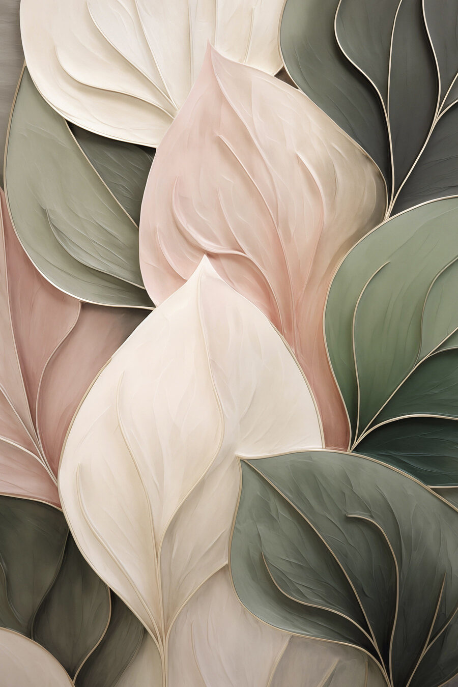 Hojas anchas en pastel — diseño completo