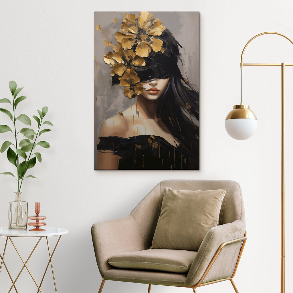 Rostro entre flores doradas — interior 2