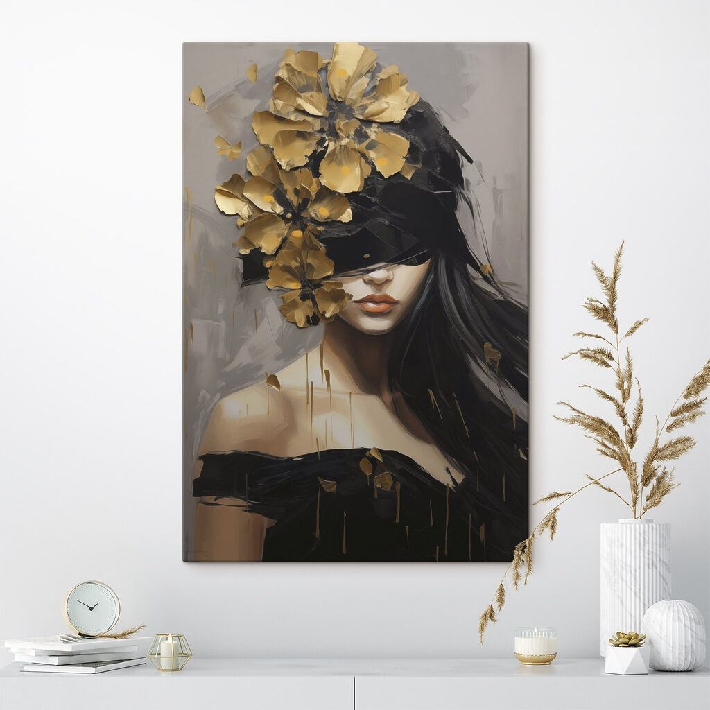 Rostro entre flores doradas — interior 1
