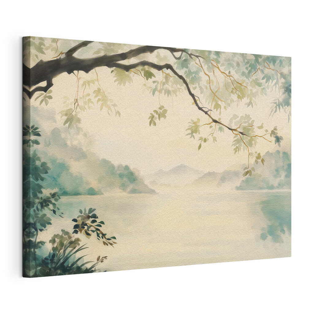 Lago tranquilo bajo ramas — vista del producto