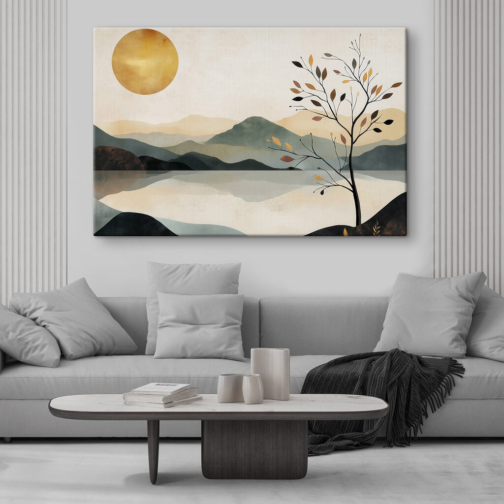 Árbol y montañas reflejadas — interior 2