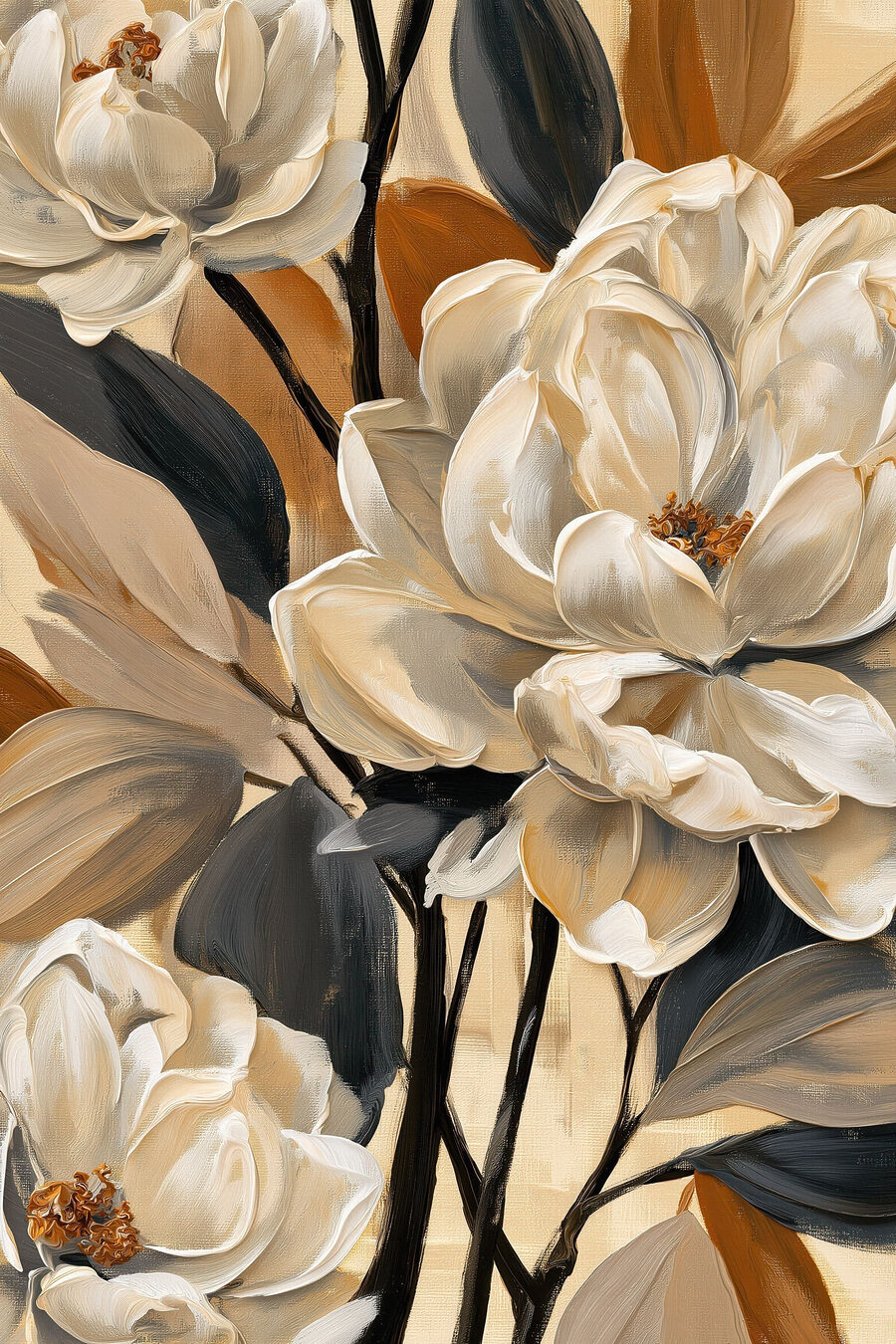 Flores crema entre ocre — diseño completo