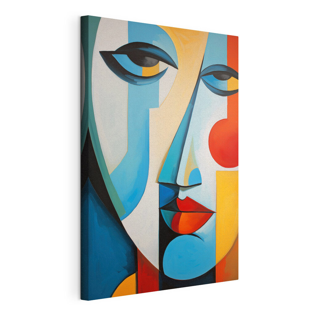 Rostro multicolor, lienzo tensado con el borde envolvente
