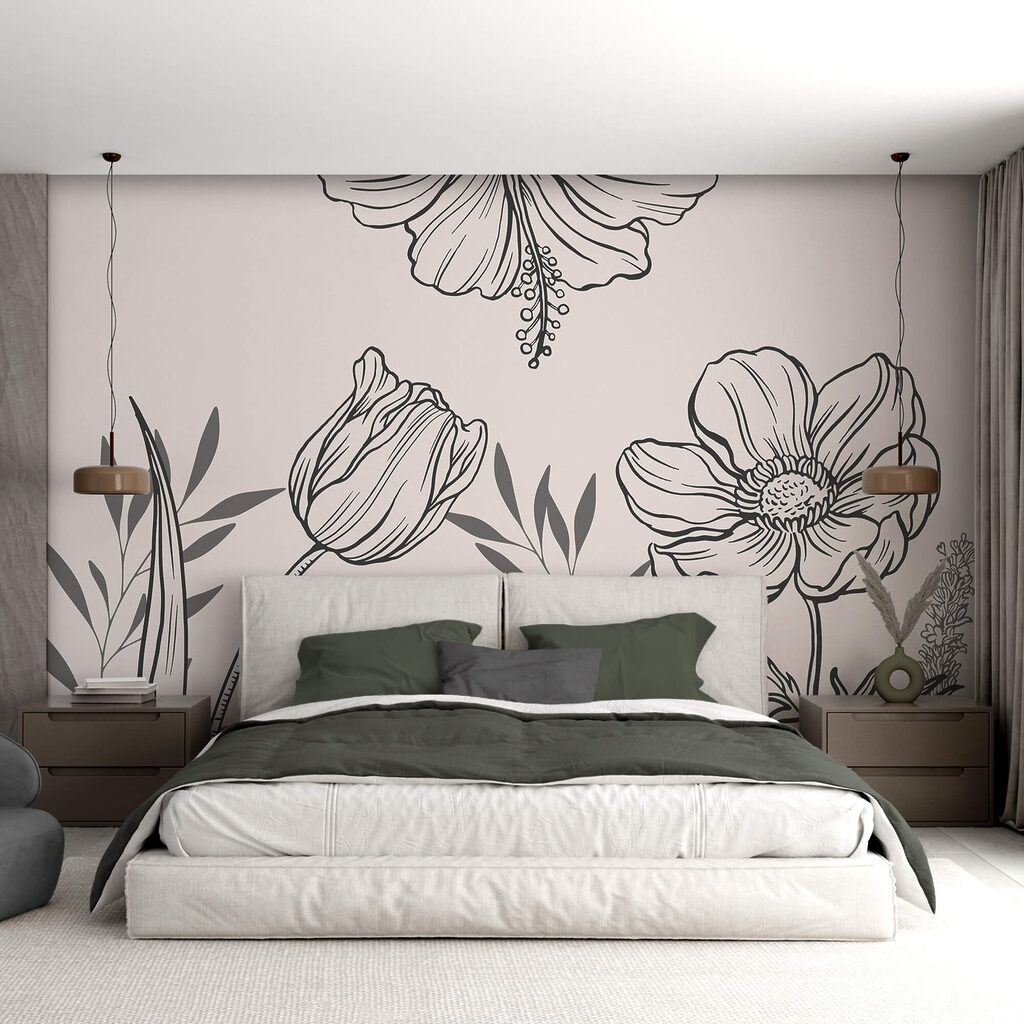Contornos de flores en un interior