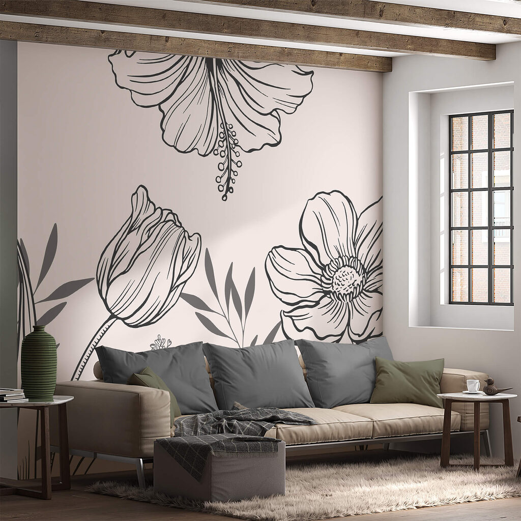 Contornos de flores en un interior