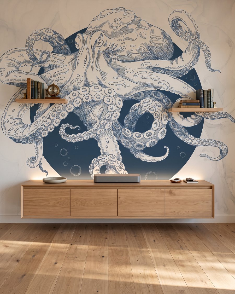 Pulpo en espiral en un interior