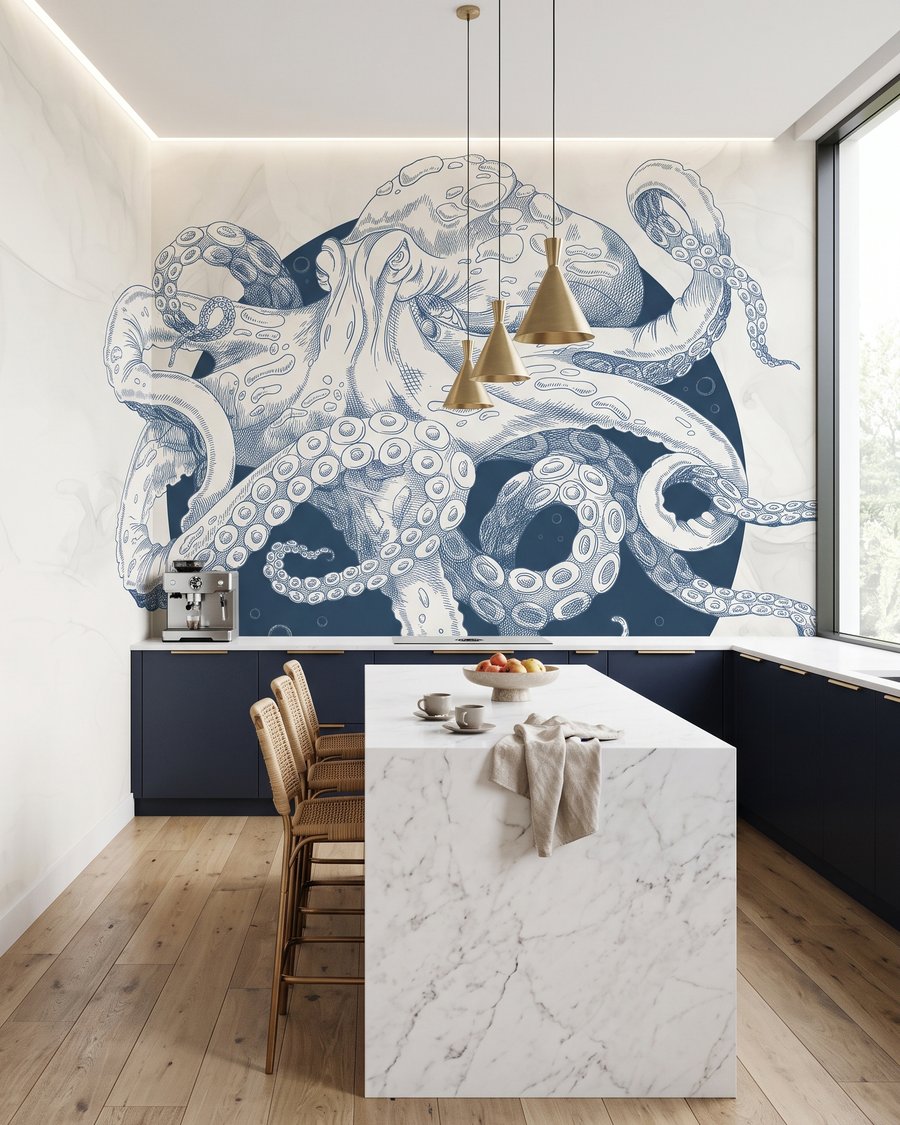 Pulpo en espiral en un interior