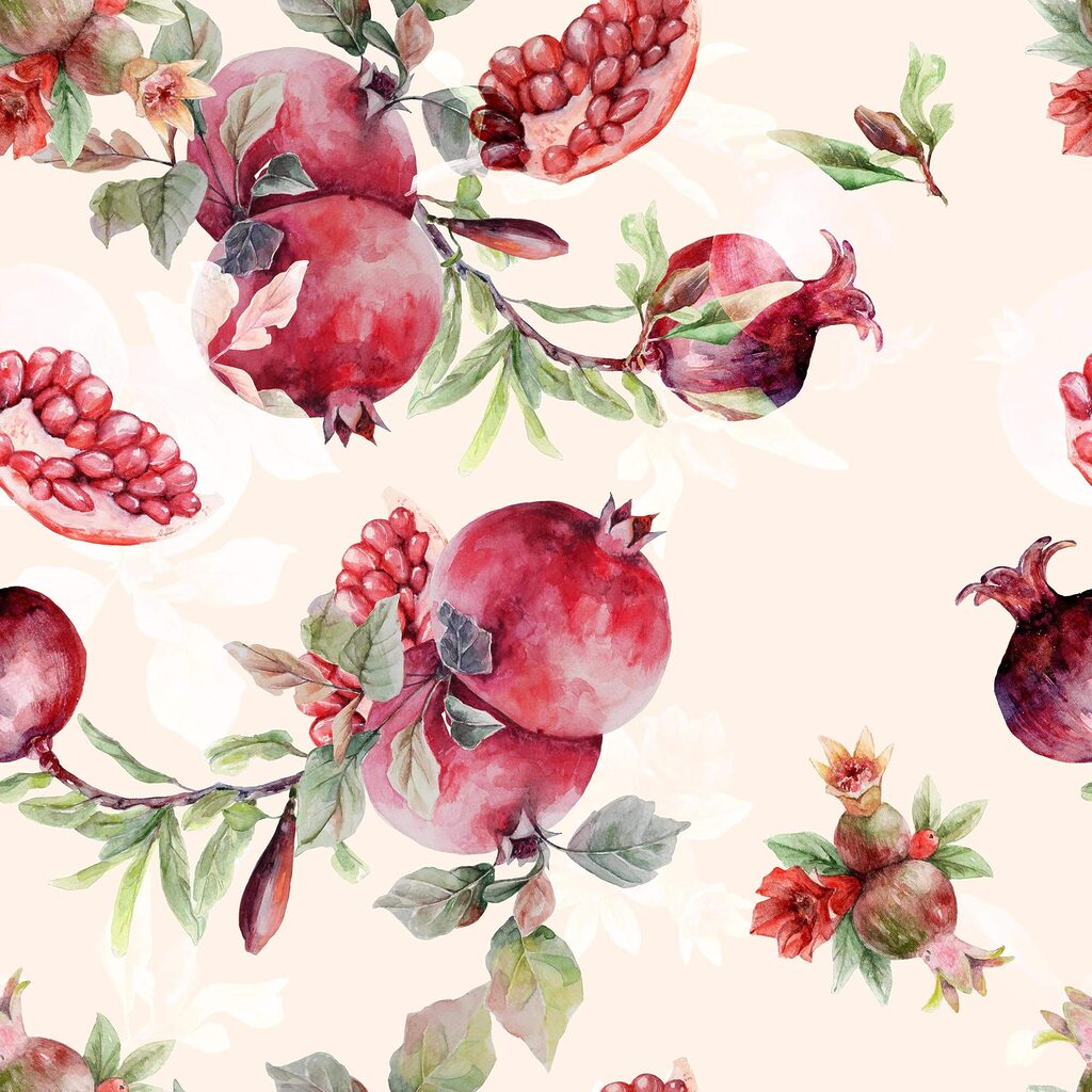 Granadas entre flores — diseño completo