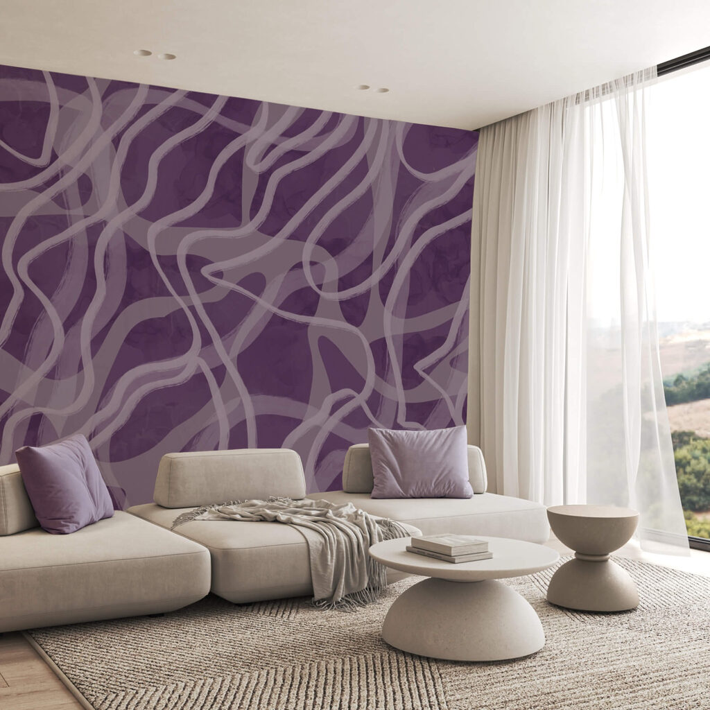Líneas lilas que serpentean — interior 1