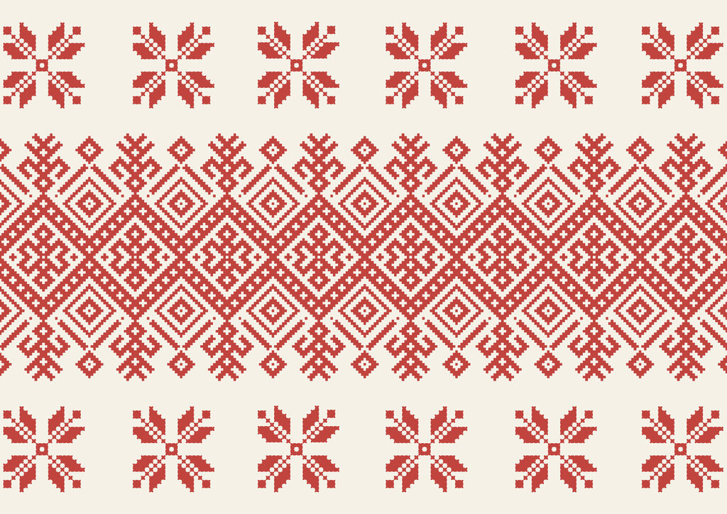Franja geométrica con flores — diseño completo