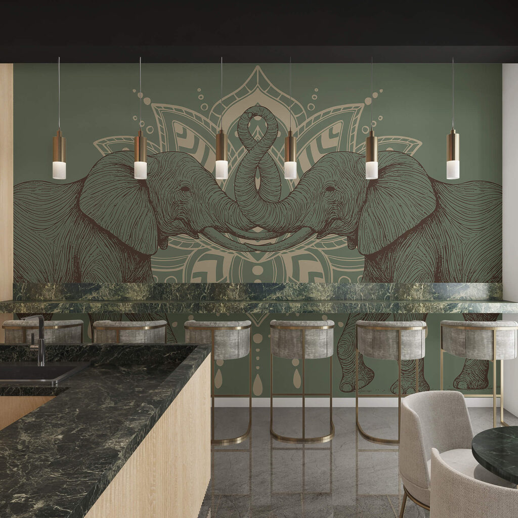 Elefantes ante un ornamento — interior 2