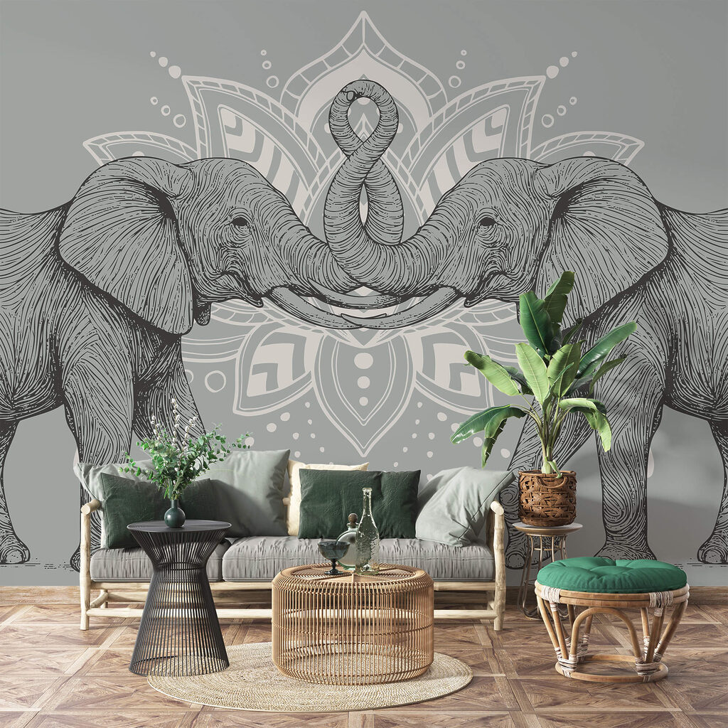 Elefantes ante un ornamento — interior 1
