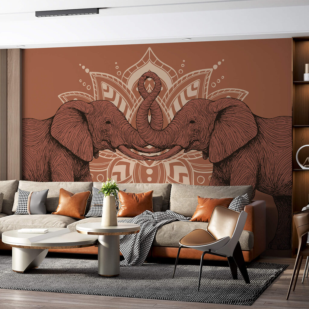 Elefantes ante un ornamento — interior 1
