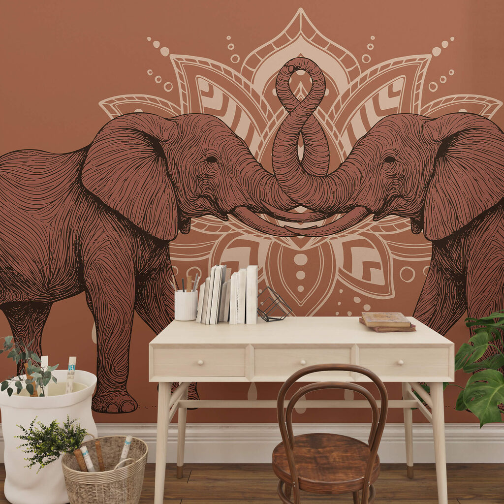 Elefantes ante un ornamento — interior 2