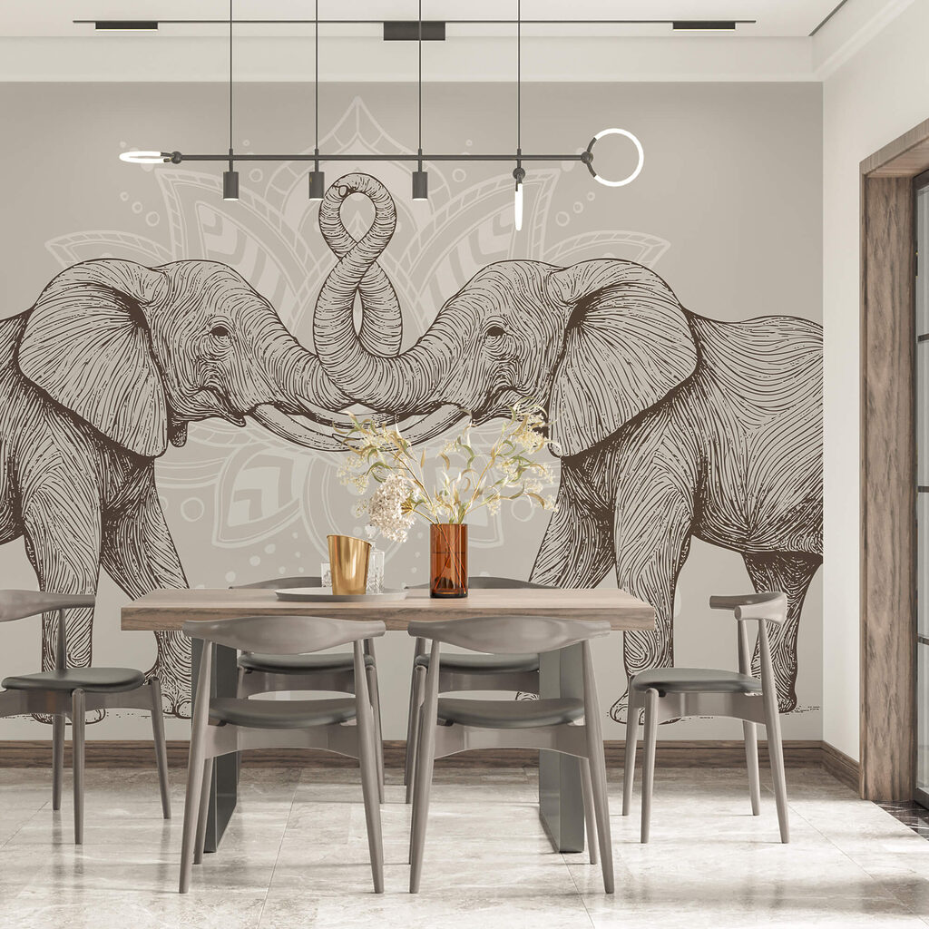 Elefantes ante un ornamento — interior 1
