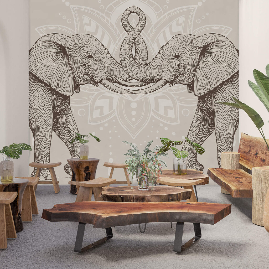 Elefantes ante un ornamento — interior 2