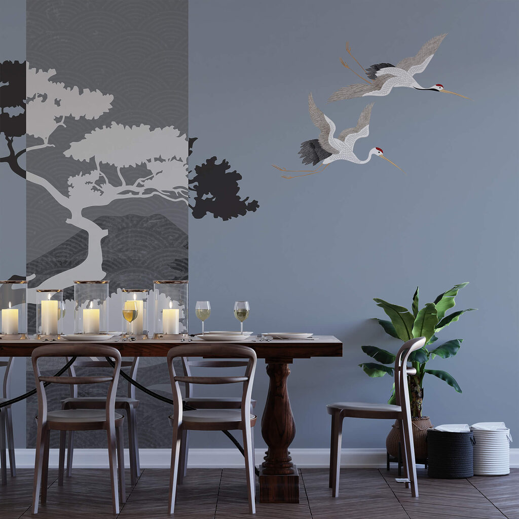 Grullas junto al árbol — interior 1