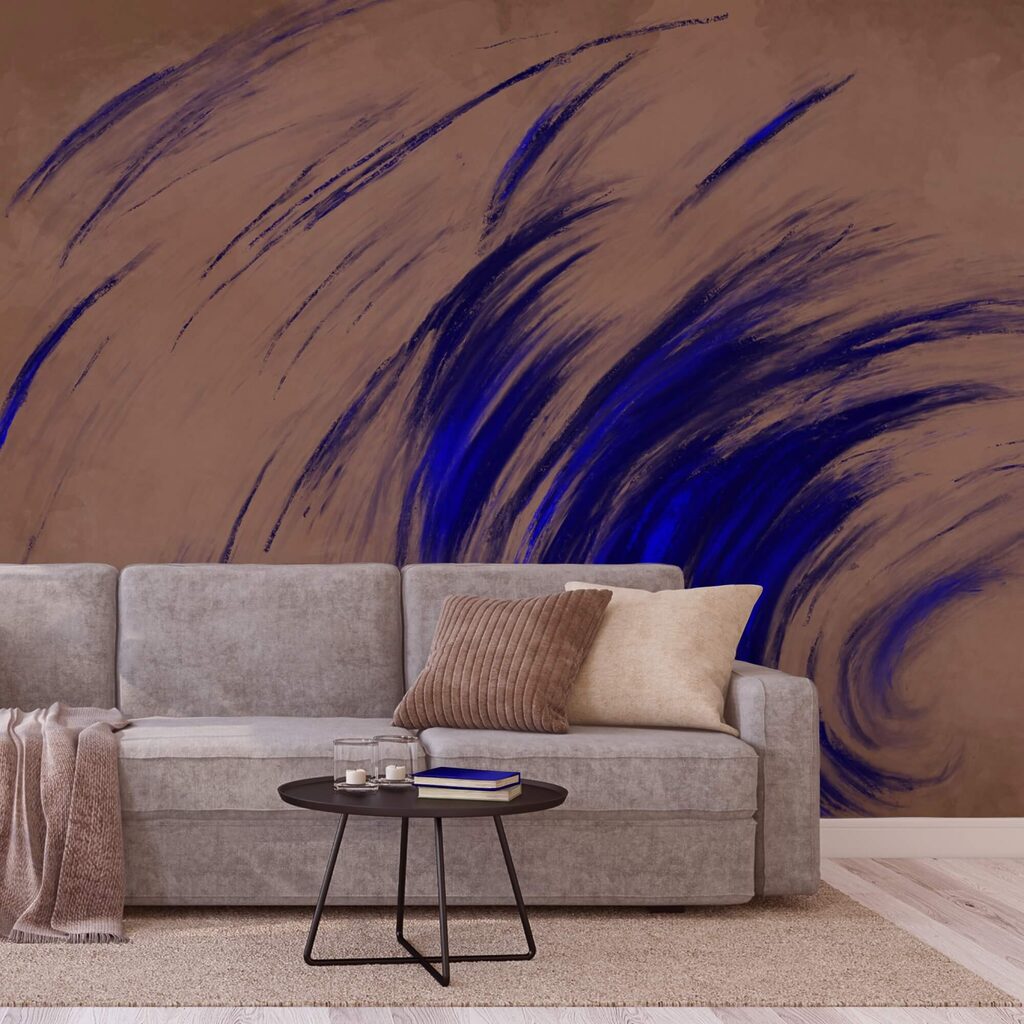 Trazos azules que giran — interior 2