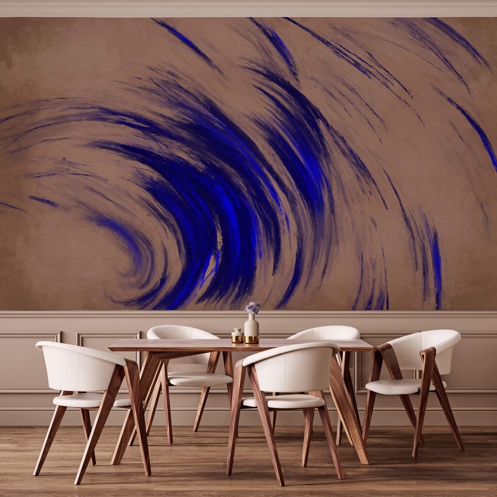 Trazos azules que giran — interior 1