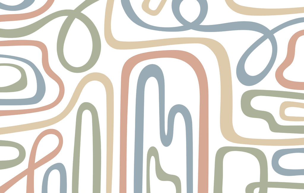 Líneas pastel sinuosas — diseño completo
