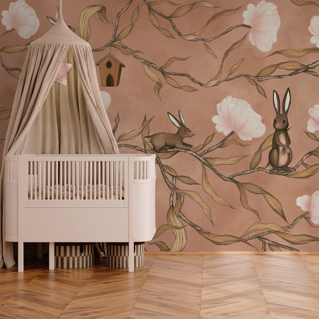 Conejitos entre ramas floridas — interior 2