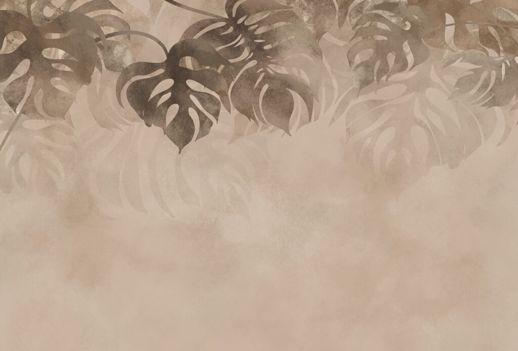 Hojas tropicales en neblina — diseño completo