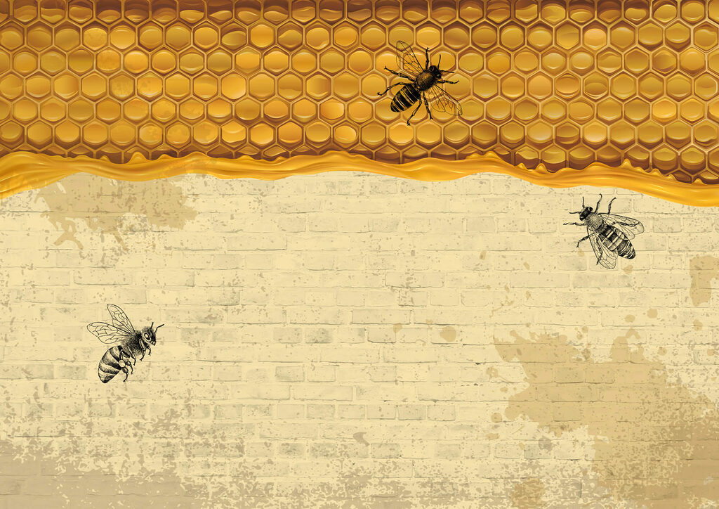 Abejas bajo un panal — diseño completo