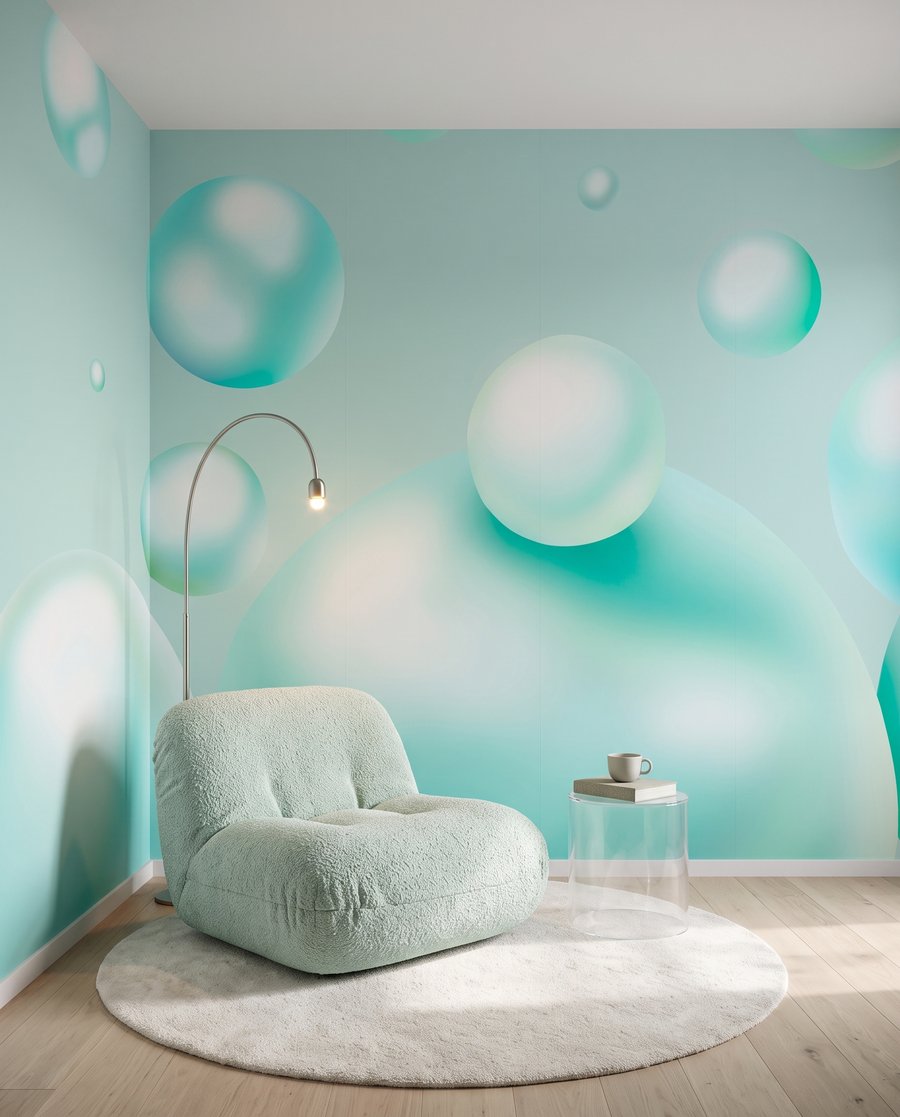 Burbujas brillantes flotando — interior 2