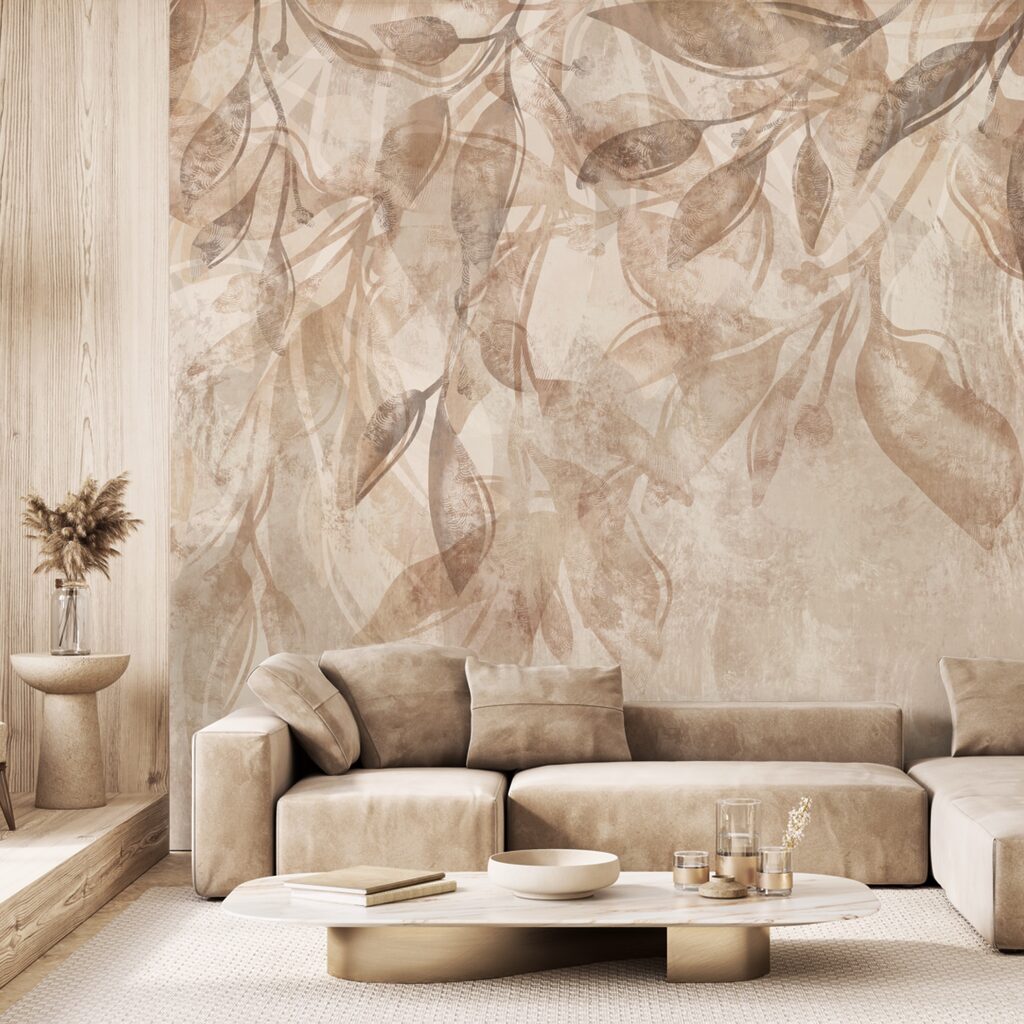 Hojas largas sobre beige — interior 1