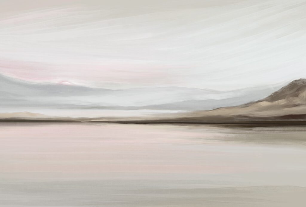 Lago en trazos pastel — diseño completo
