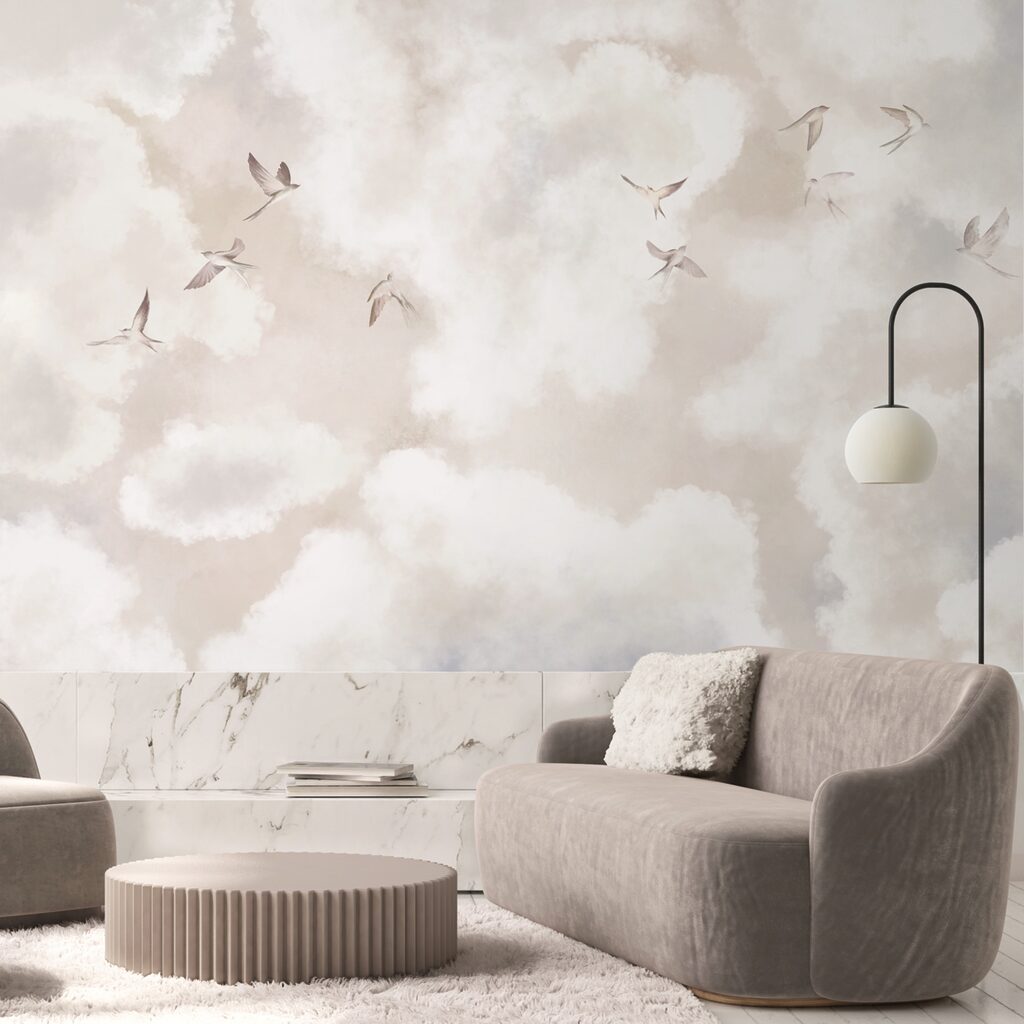 Pájaros entre nubes claras — interior 2