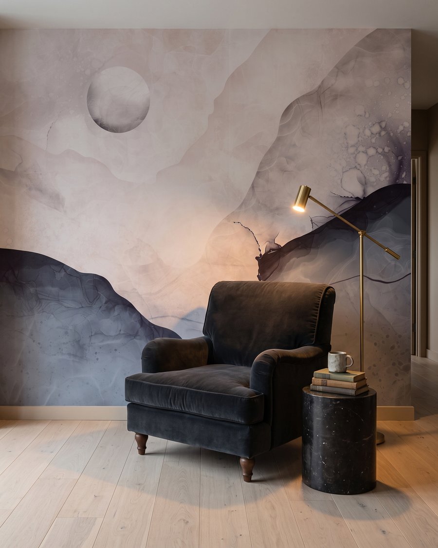Luna sobre montañas fluidas — interior 2