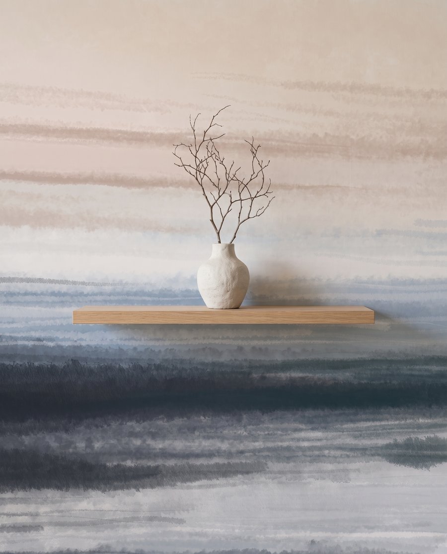 Cielo rosa, aguas azules — detalle