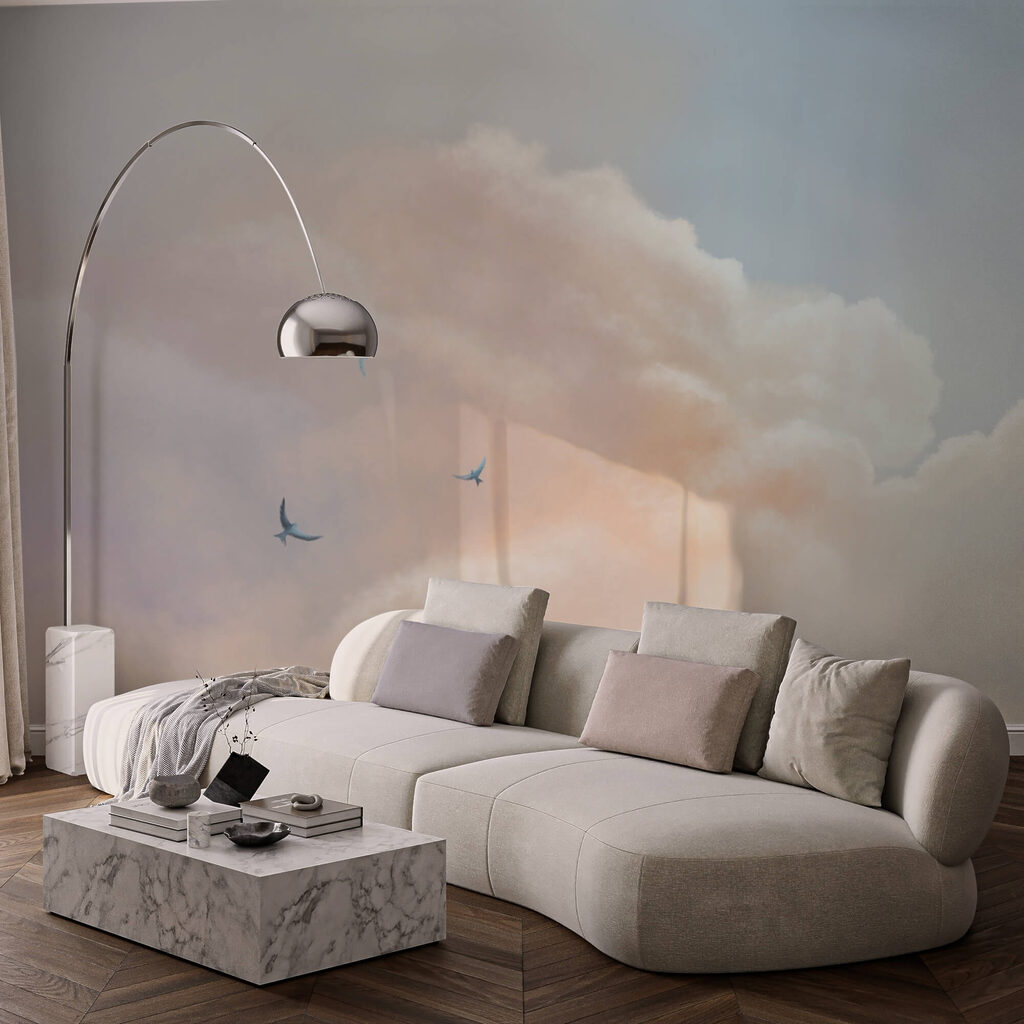 Nubes rosas sobre azul — interior 1