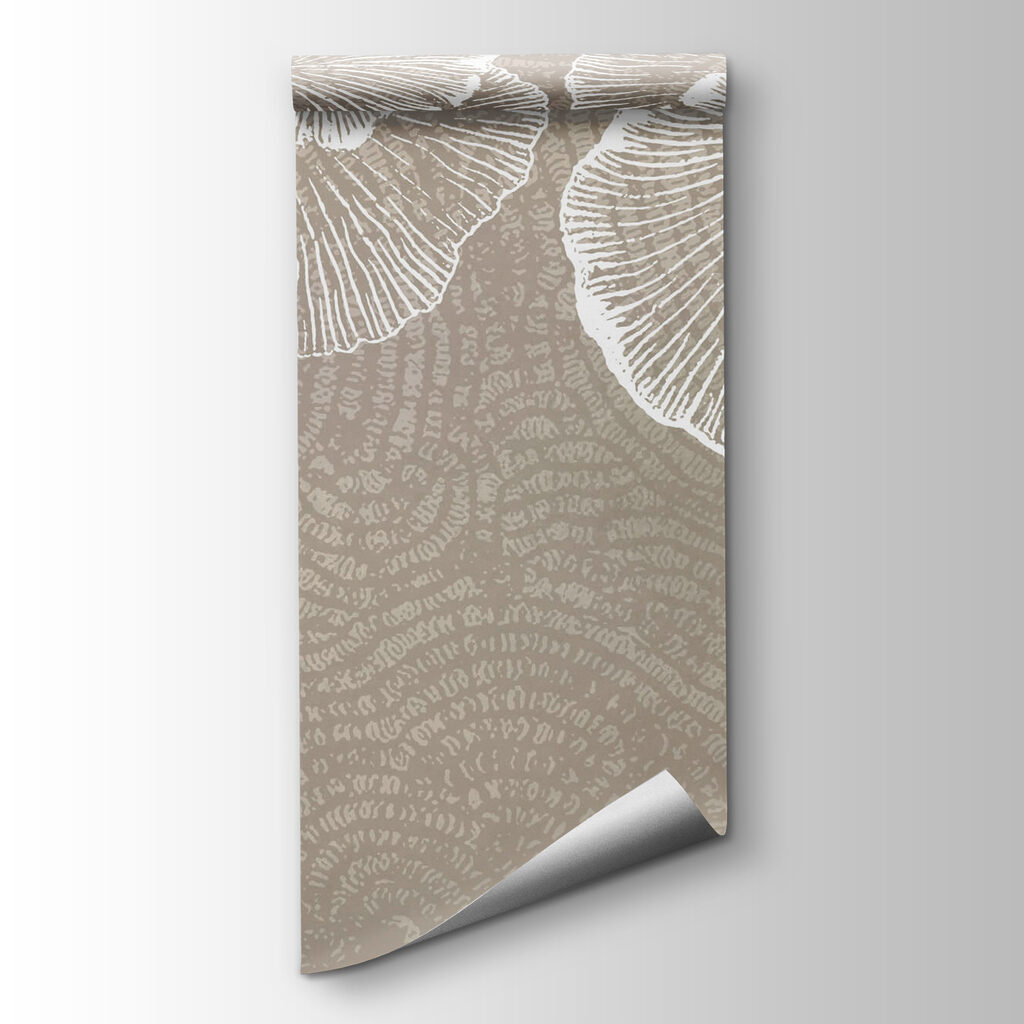 Hojas blancas sobre taupe — vista del producto