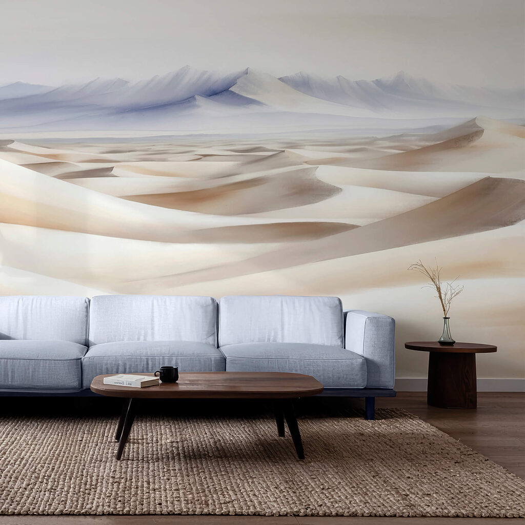 Dunas pálidas ante montañas — interior 1