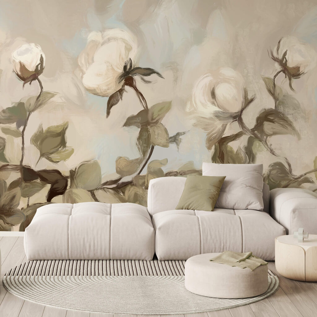 Rosas sobre fondo claro en un interior