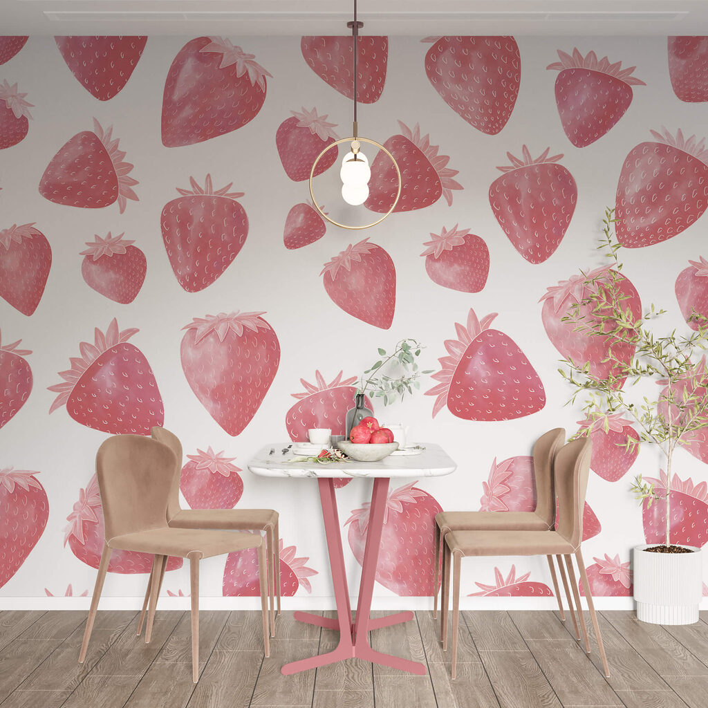 Patrón de fresas rosas — interior 1