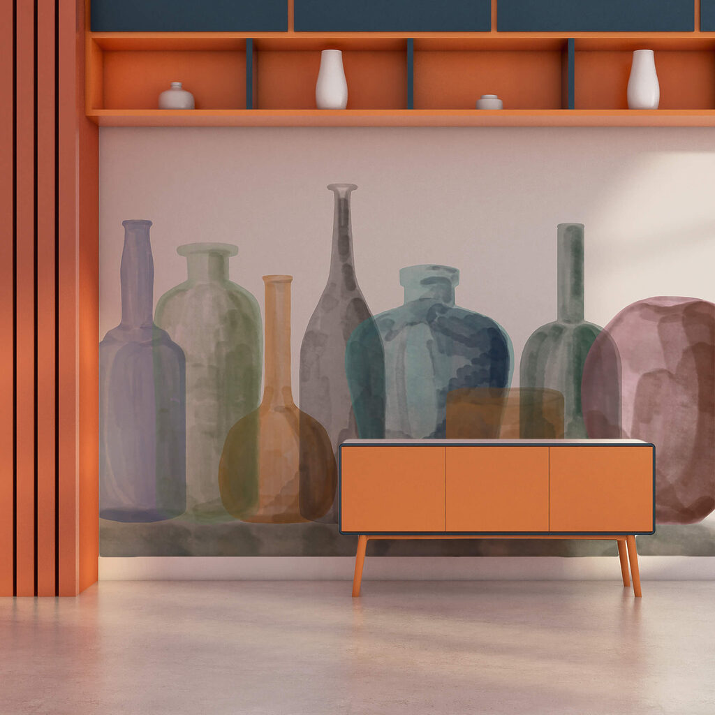 Bodegón en capas en un interior