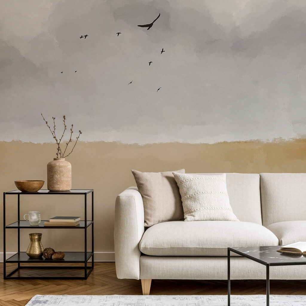 Pájaros sobre tierra ocre — interior 1
