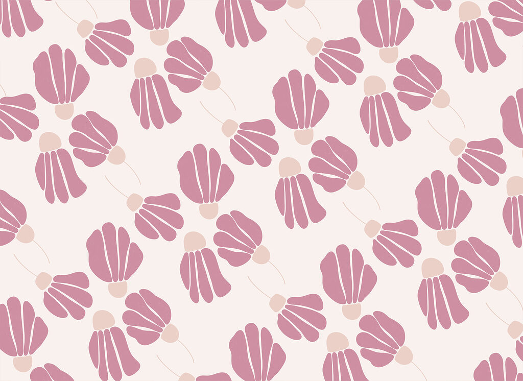 Flores rosas estilizadas — diseño completo