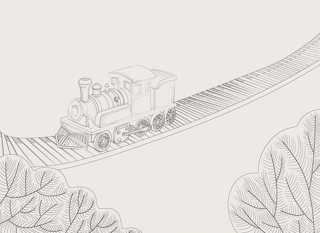 Tren sobre un puente — diseño completo