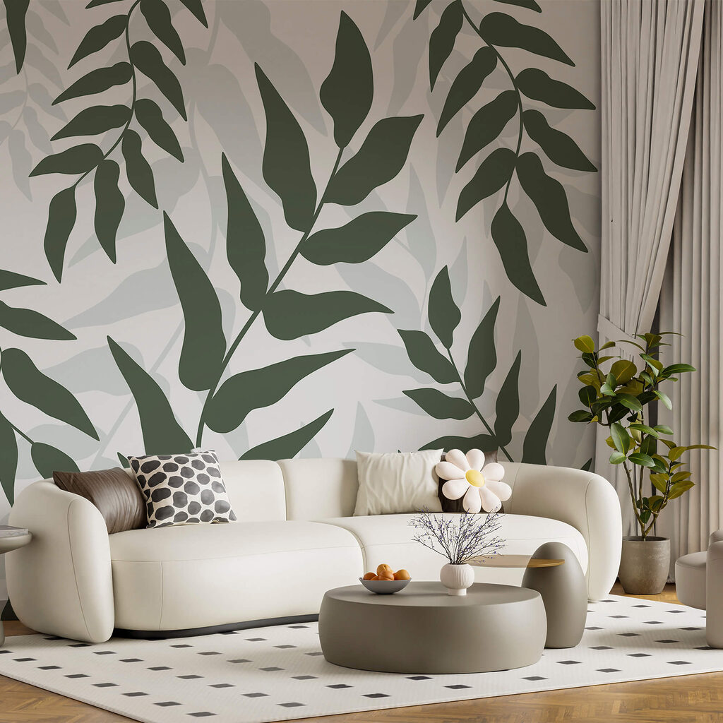 Hojas verdes sobre sombras — interior 1