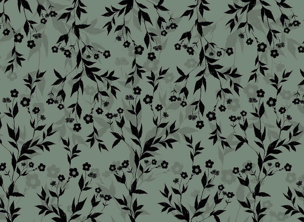 Ramitas negras sobre gris — diseño completo