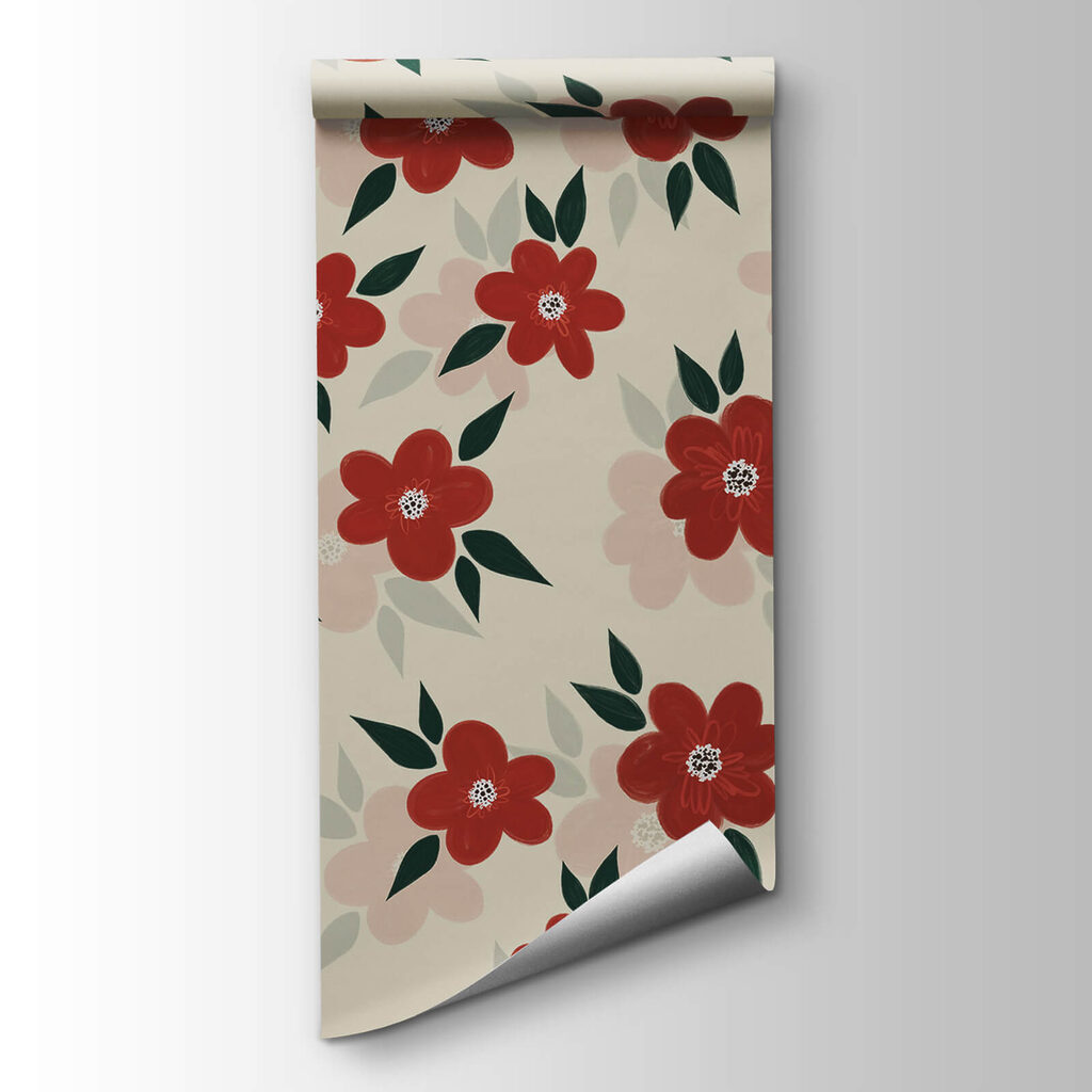 Flores rojas entre hojas — vista del producto