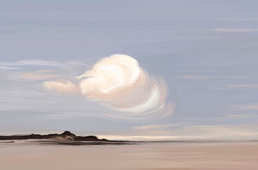 Nube sobre la playa — diseño completo