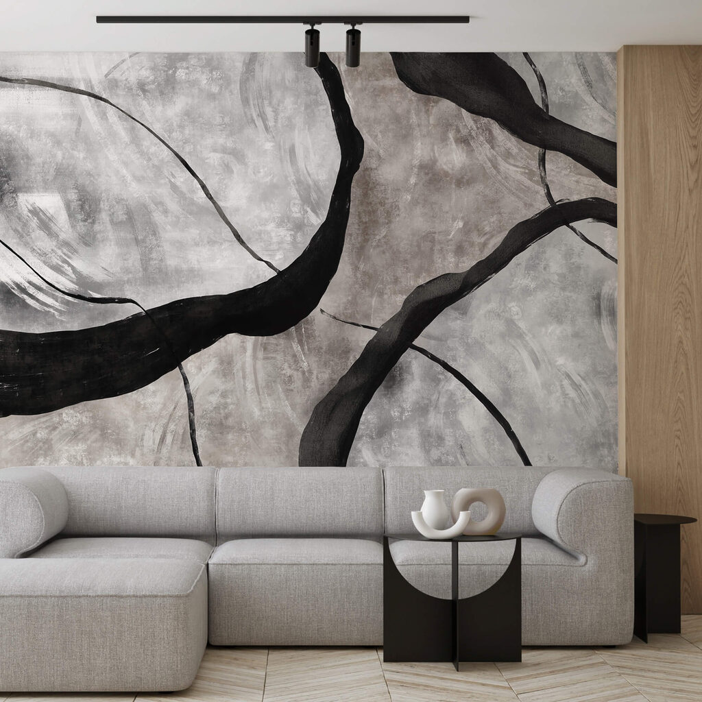 Ramas negras sobre gris — interior 1