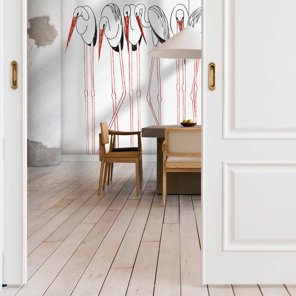 Pájaros sobre patas rojas — interior 2