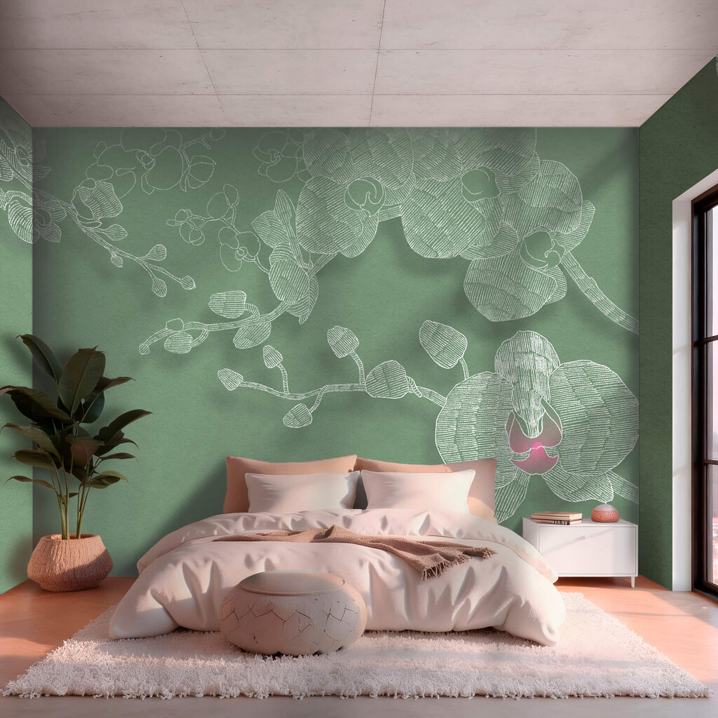 Flores en líneas verdes — interior 1